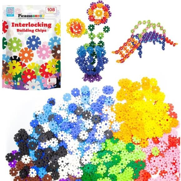 STEM Learning Kids Building Chips Interlocking Disc Construction‎ Blocks Toys - Picture 1 of 7